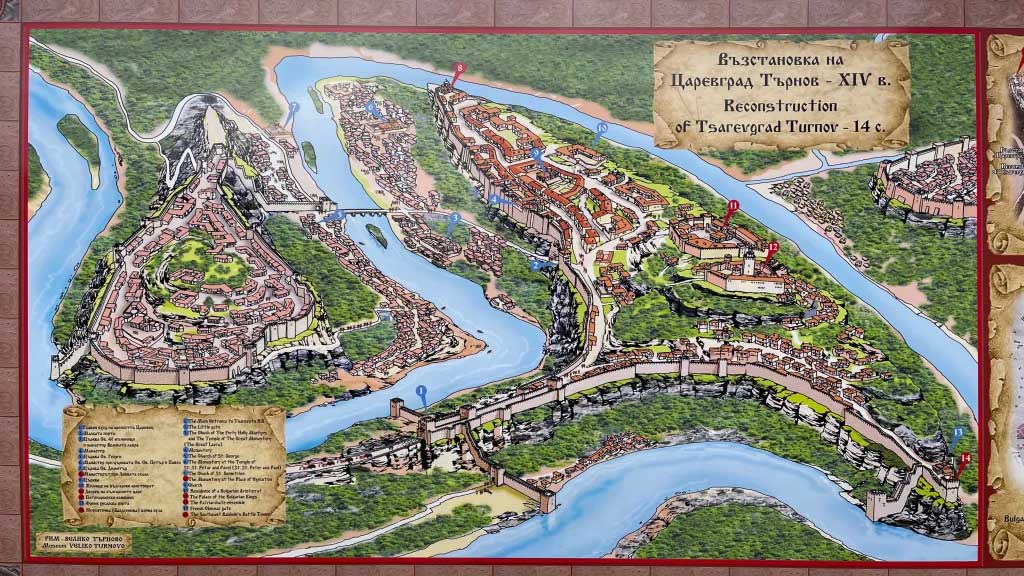 Mapa de la antigua fortaleza de Tsarevets en Veliko Tarnovo